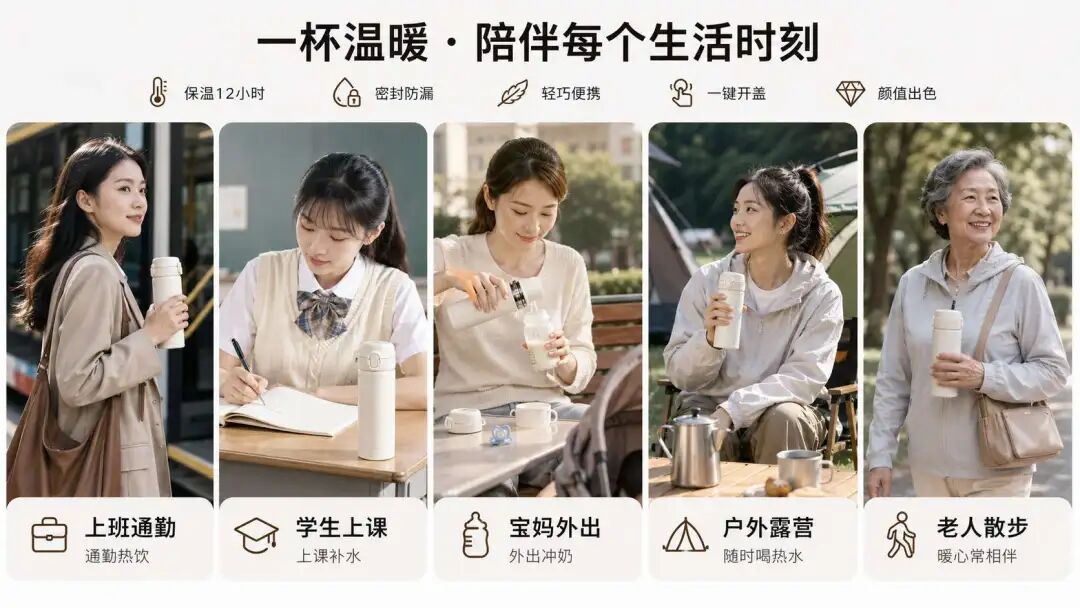 保温杯不同人群适用场景图
